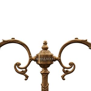 Antique brass double arm table <b>lamp</b> with ornate base and cut crystal glass <b>shades</b> for luxury classic interiors - Product Image 2