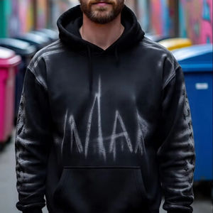 Sweats à capuche à la demande imprimés personnalisés en spray lavés à l'acide noir tenue de mode Hi-Streetwear avec nouveau sweat à capuche imprimé de logo personnalisé personnalisé - Product Image 1