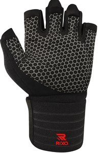 Rixo Enterprises Leather Lace-Up Weight <b>Lifting</b> <b>Gloves</b> Half Finger Lightweight Breathable for Gym & Outdoor Fitness Training - Product Image 5