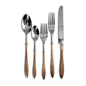 Cubiertos de acero inoxidable ideales para cocina, mesa, Hotel, uso doméstico, juego de cubiertos con mango de Metal de 5 cucharas, tenedor, cuchillo, chapado en cobre - Product Image 3