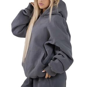 Chándales deportivos de lana unisex a granel con logotipo personalizado, Sudadera con capucha de mezcla de algodón de rizo francés de gran tamaño de peso pesado liso de alta calidad - Product Image 4