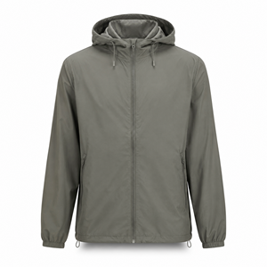 Veste coupe-vent à capuche pour homme personnalisée, légère, en polyester, résistante à l'eau, décontractée, entièrement zippée, fournisseur en gros OEM ODM UE - Product Image 1
