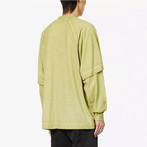 2025 nouvelle tendance T-shirts pour hommes lourds manches longues et courtes Looks surdimensionnés T-Shirts Double manches impression personnalisée - Product Image 2