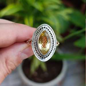 925 Sterling Silver Handmade Boho Jewelry Natural Citrine Yellow Gemstone Women's <b>Statement</b> <b>Ring</b> Gift IGI Certified - Product Image 2