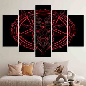 Affiche sur toile élégante avec pentagramme japonais - Œuvre d'art imprimée unique, lot de 5 toiles assorties - Product Image 1