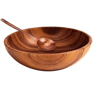 Cuenco de madera de mesa de diseño moderno hecho a mano, cuenco de servicio personalizado con estampado de flores para restaurante de Hotel, pulido sostenible - Product Image 4