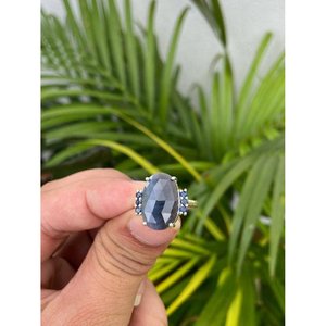 Oval Cut Blue Sapphire <b>Ring</b> 925 Sterling <b>Silver</b> Handmade Gemstone <b>Ring</b> Wholesale Jewelry Supplier - Product Image 3