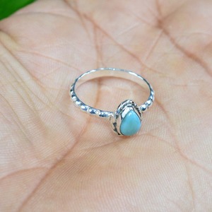 Anillo clásico de joyería para mujer, joyería de estilo bohemio de Plata de Ley 925, piedra preciosa Larimar, anillo hecho a mano, regalo para esposa - Product Image 3
