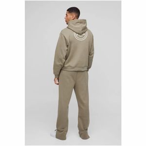 เสื้อฮู้ดสวมหัวผ้าฝ้ายอินทรีย์100% ของผู้ชายเสื้อแนวสตรีทผ้าหนาขนาดใหญ่ปักลูกปัดลายสีพื้น - Product Image 3