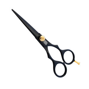 กรรไกรตัดผมโลหะสีดำเคลือบสวยกรรไกรตัดตรงพร้อมสกรูปรับได้และตัวลดเสียง - Product Image 1