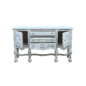 Buffet moderne en bois 2 portes 3 tiroirs avec rangement écologique au design complexe sculpté à la main pour le salon de la salle à manger - Product Image 3