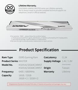 KINGSMAN GAMING XMP et EXPO Desktop DDR5 16GBX2 6400MHz en stock pour PC de jeu - Product Image 4