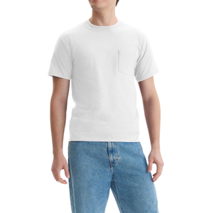 Camiseta Blanca de Corte Regular para Hombre, Estilo Liso, Cuello Redondo, Manga Corta, con Bolsillo, 100% Algodón, Color Sólido - Product Image 2