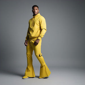 Haute qualité Flare survêtement hommes sweat à capuche pantalons de survêtement ensemble lourd polaire Jogging Fitness porter Flare survêtements hommes - Product Image 1