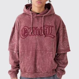 Sweat à capuche personnalisé avec épaules tombantes délavées streetwear surdimensionné pull vintage unisexe en coton avec logo personnalisé - Product Image 6