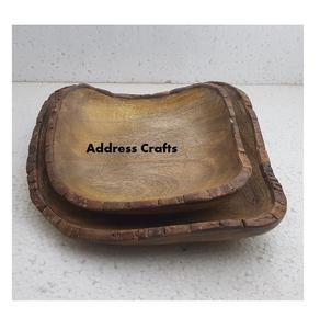 Vajilla de estilo americano, cuencos de madera hechos a mano para servir, sopa de ensalada, cuencos de cocina de madera, artículos de restaurante, artesanías de dirección de la India - Product Image 6