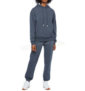 Conjunto de sudadera y pantalones de chándal para correr de algodón 100% para mujer, conjunto de pantalones de 2 piezas ecológicos - Product Image 1