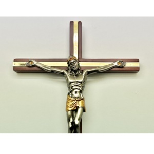Crucifix croix en bois Jésus suspendu religieux inspirant INRI - Product Image 2