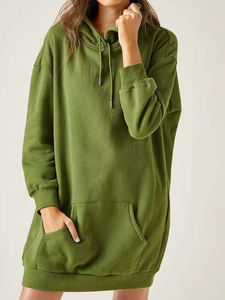 Sudadera informal de alta calidad para mujer, estilo largo, con hombros caídos, sólida, para todas las estaciones, incluidas las sudaderas con capucha de invierno y verano - Product Image 6