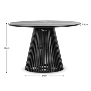 Table à manger ronde en bois moderne au design minimaliste pour la maison, table à manger en teck pour l'extérieur, meubles de jardin - Product Image 6