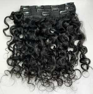 Indian Exporters Sale Natural Black Raw Remy Human Hair <b>Clip</b> Extension <b>Wig</b> Low Prices Style Natural Wave - Product Image 2