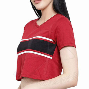 เสื้อยืดเอวลอยแขนสั้นสำหรับผู้หญิงแบบธรรมดาเสื้อยืดคอกลมผ้าคอตตอนผ้า100% สำหรับพิมพ์โลโก้ตามสั่ง - Product Image 3