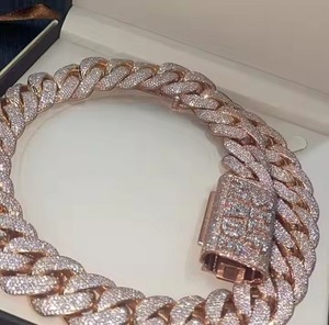 Cadena de eslabones cubanos de plata de lujo totalmente helado D Color VVS tachonado Moissanite Diamond Tester para boda - Product Image 5