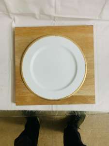 Placa de cargador con patrón dorado redondo al por mayor, placa de cargador de borde dorado para boda, platos de mesa, decoración moderna, platos de comida para boda - Product Image 6