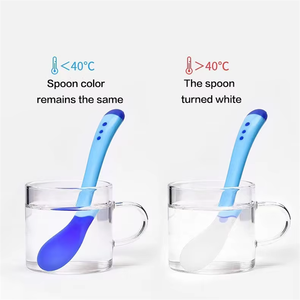 ECO Friendly Sensible al calor Sensor <span class=keywords><strong>de</strong></span> temperatura Cambio <span class=keywords><strong>de</strong></span> <span class=keywords><strong>color</strong></span> Alimentación Entrenamiento Cuchara y tenedor Set <span class=keywords><strong>para</strong></span> bebé - Product Image 2