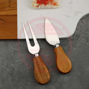 Manche en bois de qualité supérieure en acier inoxydable damas 3 pièces ensemble de couteaux à fromage vente chaude couteaux de cuisine personnalisés - Product Image 2