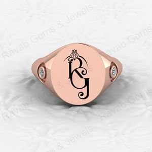 Anillo Sello Personalizado de Plata de Ley 925 para Mujer, con Nombre o Logotipo Grabado, Piedra de Diamante, para Bodas y Fiestas - Product Image 6