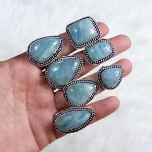 Anillos de piedras preciosas Aguamarina de hermosa calidad, joyería de plata, suministro de joyería chapada en plata, venta al por mayor, anillos Collet, joyería - Product Image 4