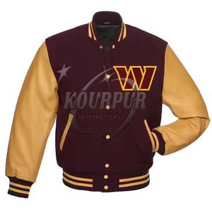 Haute qualité personnalisé équipe Letterman hiver Bomber veste hommes mode cuir veste coton remplissage bouton grande taille imprimer 2025 - Product Image 4