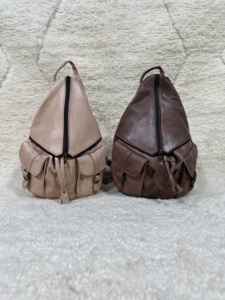 Mochila de cuero genuino de estilo bohemio de alta calidad hecha a mano 100% con cubierta antirrobo y patrón geométrico - Product Image 2