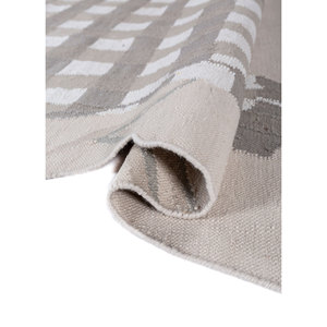 Alfombras de Lana Tejidas a Mano con Diseño de Cuadros en Color Marfil ADWP-13085 para el Hogar, Pasillo, Rectangulares con Patrones de Diamantes para Dormitorio, Sala de Estar, Habitaciones de Adolescentes - Product Image 2