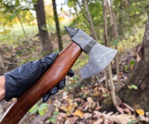 Best Hand Forged Damascus Steel <b>Axe</b> With Rose Wood Handle Hatchet / Camping <b>Survival</b> <b>axe</b> / Viking <b>axe</b> - Product Image 3