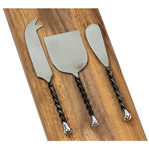 Colourful & Simple Handcrafted Stainless Steel Slicer <b>Cheese</b> Knives Set with Marble and Wood Handle for Serving <b>Cheese</b> Breakfast - Product Image 5