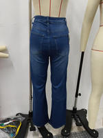 Kivotech-Pantalones vaqueros de cintura baja para mujer personalizados, pantalones vaqueros lavados de pierna ancha, estilo recto, venta al por mayor