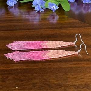 Boho ต่างหูลูกปัดด้วยการออกแบบสีฟ้าครามแอนดี้ cascading Fringe, เครื่องประดับของขวัญที่ไม่ซ้ำกัน - Product Image 5