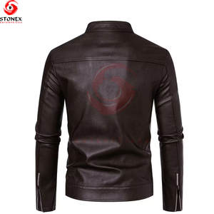 Veste d'hiver imperméable à fermeture éclair en cuir véritable pour homme, grande taille, manches longues, haute qualité, service OEM de mode - Product Image 3