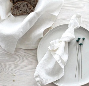 Ensemble de serviettes en coton naturel blanc pour les repas de tous les jours Serviettes en tissu élégantes pour les fêtes de mariage et la maison - Product Image 2