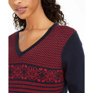 Maglione in cotone Fair Isle stile preppy da donna Tommy Hilfiger in blu, taglia M, per l'inverno - Product Image 3