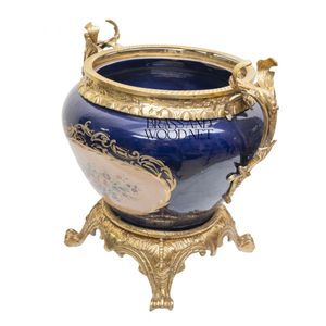 Pot de fleurs en porcelaine de luxe avec laiton plaqué or antique, jardinière décorative classique - Product Image 5