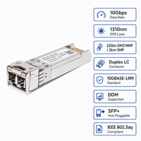 Modul Transceiver Optik 10G SFP+ LRM Modul Ethernet Serat Multimode Komunikasi Jaringan Kecepatan Tinggi Penggunaan Pusat Data