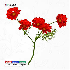 Flor Artificial de Cosmos Roja con Tallo 5 AFF-S-6.1 {Diferentes colores disponibles} - Product Image 1