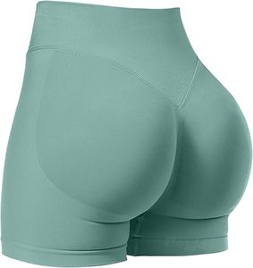Pantalones cortos de motorista de cintura alta para mujer, precio al por mayor, sin costuras con decoración de patrón, levantamiento de glúteos a prueba de sentadillas para Yoga, gimnasio, entrenamiento - Product Image 1