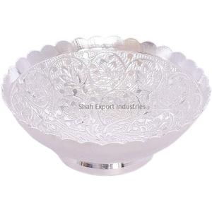 Tazón de servicio redondo niquelado de diseño clásico Tazón de servidor de frutas de gran tamaño Tazón de comida de catering de hotel de lujo - Product Image 3