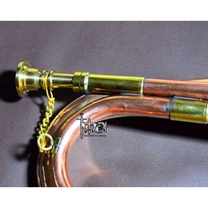 Bugle en cuivre et laiton de l'époque de la guerre civile, laqué or, Flugelhorn - Product Image 3