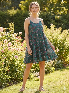 Nuevo Diseño Vestido Floral de Rayón Estampado para Mujer, Cuello en U, Sin Mangas, Estilo Boho Casual, Dulce y Vintage, para Otoño, Primavera, Playa y Fiesta - Product Image 2