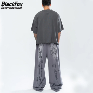2025 à la mode unisexe Baggy pantalon de survêtement surdimensionné avec taille élastique et cordon de serrage léger en détresse lavage - Product Image 5